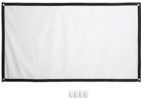 Vikye Pantalla de Proyector de 60 Pulgadas, Pantalla de Proyector de Película Portátil Plegable 16:9, Antiarrugas, Alta Densidad HD con 4 Ganchos para Cine en Casa en Interiores Y Exteriores