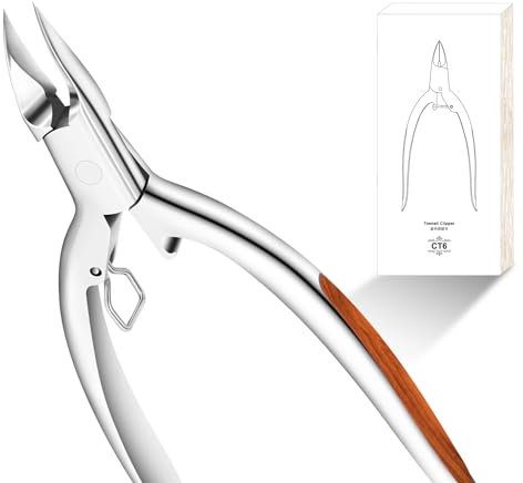 Coupe-ongles d'orteils podologues pour ongles incarnés et épais avec verrou de sécurité Belle poignée en bois Grand coupe-ongles d'orteils