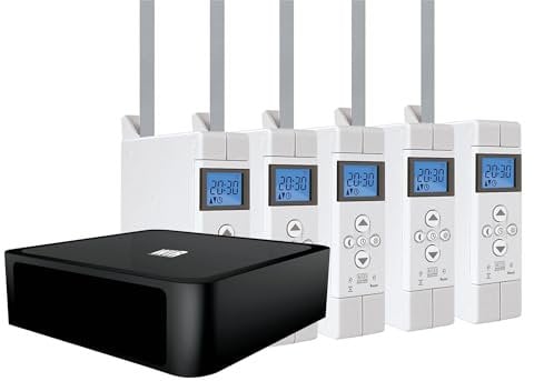 WIR elektronik, eWickler 5 Fenster Funk-Set, eW540-M, 5x elektrischer Gurtwickler + 1x Gateway V6, für 12-15 mm Gurtband, Aufputz, bis 9 kg, inkl. Netzstecker (5 Fenster)