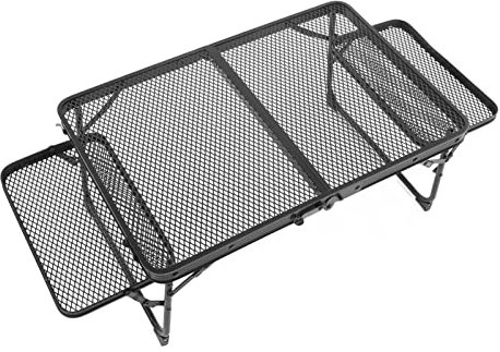Fockety Tragbarer klappbarer Grilltisch, 25,2 x 16,61 Zoll Verstellbarer Aluminium-Picknicktisch, 2 Ebenen Camping-Tisch im Freien tragbarer Tisch für Grill Reisetisch im Freien Picknick