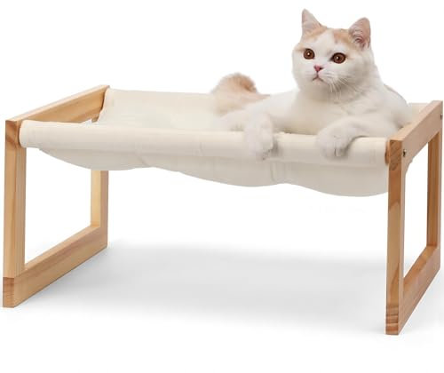 FUKUMARU Lit pour Chat en Velours Pelucheux pour Chat d'intérieur Hamac en Bois 50,8 x 40,6 cm Convient pour Chats, Chiots, Lapins, Chatons et Petits Animaux