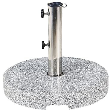 Beliani Pied de Parasol Rond Moderne ⌀ 45 cm en Granit Gris et Acier INOX Ceggia