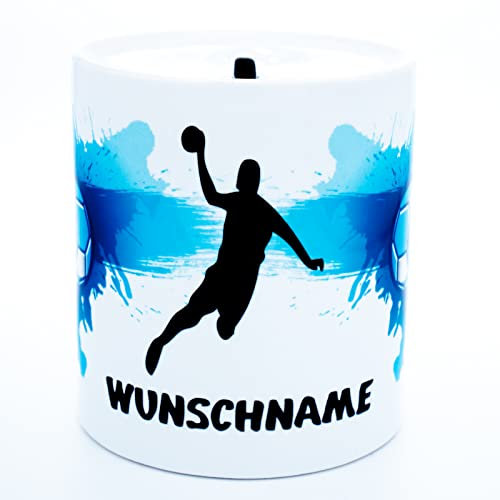 Handball Spardose mit Namen Sparschwein personalisiert Handballer Geschenk Sparbüchse Zubehör Geburtstag Accessories Ausrüstung Dekoration Deko Equipment Geschenkideen Trainer Artikel Mann Frau Kind