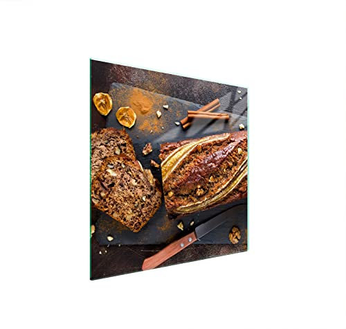 DarHuas Herdabdeckplatte 50x52 cm 1-teilig Ceranfeldabdeckung Induktion Herdschutz Spritzschutz Glasplatte Deko Schneidebrett, Brot Braun
