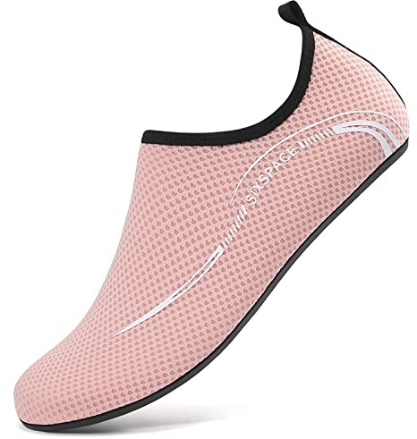 Sixspace Water Beach Shoes Lightweight Barefoot Aqua Quick Dry Breathable Swim Shoes for Women Men Surfing Running Driving Pool Yoga (Pink,5 UK)