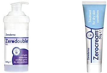 Zeroderma Zerodouble Gel 500g - Moisturising Emollient Gel for Dry Skin Conditions & Zerocream Emollient 50g, For Dry Skin, Eczema and Dermatitis, Dry Skin Moisturiser, Helps Restore The Skin Barrier
