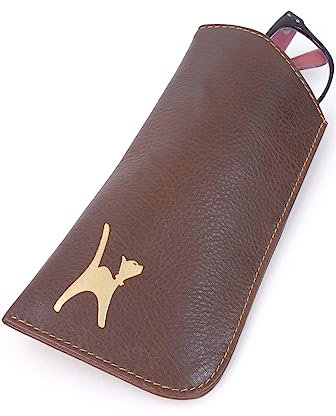 Catwalk Collection Handbags - Custodia per Occhiali in Vera Pelle - Porta Occhiali da Sole - Astuccio per Occhiali - con Scatola Regalo - Iris Marrone