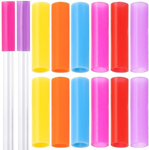 HINZIC Silikon-Trinkhalm-Spitzen, 5/16 Zoll breit (8 mm Außendurchmesser), gerade, wiederverwendbar, lebensmittelechte Gummi-Strohhalm-Abdeckdüsen, Flex-Strohhalm-Ersatzspitzen für