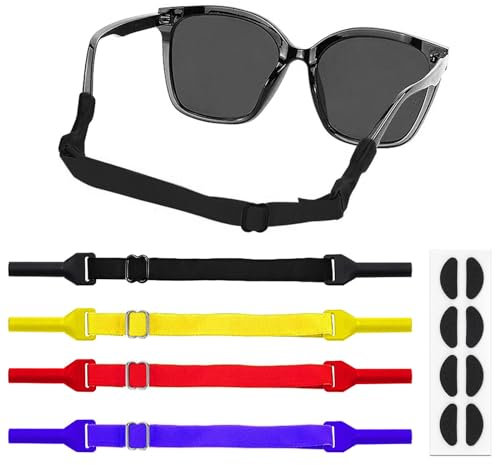 NICKLIN 4 Pièces Cordon Lunettes Enfant Cordons à Lunettes Ajustable Flottant Sangles Elastiques en Silicone Pour Lunettes Sport Antidérapantes Les Lunettes Nasaux Conviennent aux Enfants -Multicolor