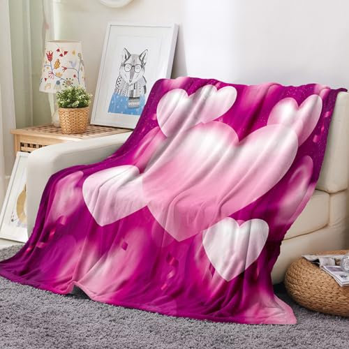 Hixingo Kuscheldecke Fleecedecke Wolldecke, 3D Herz Mikrofaser Sofa Überwurfdecke Kuscheldecke Flauschig Sofadecke, Weich Sofaüberwurf Couchdecke Wohndecke Fleecedecke (180x200cm,violett)