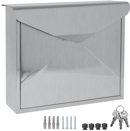 ALSTEN TECH Designer Briefkasten Wandbriefkasten Postkasten ohne Zeitungsrolle Zeitungsfach aus Edelstahl V2A Rostfrei A4/C4 geeignet