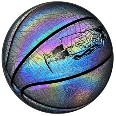 iFCOW Holografischer Basketball - Größe 5, Reflektierender LED-Basketball aus PU-Leder, Personalisierbar für Nachtspiele