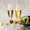Servietten Papier 33x33cm 20 Stück Sektflasche und Gläser Motiv - hochwertig & nachhaltig - Einweg Partyservietten 3-lagig - Papierservietten für Silvester Hochzeit Alltag - Grau Gold