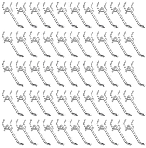 SPORWAY Lot de 50 Crochets Muraux Perforés : Porte-Outils Mural Longueur 10 cm, Accessoires pour Panneau Perforé avec Distance Centrale de 3,2 cm