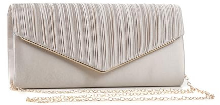 AOSSTA Damen-Clutch, glänzend, Umschlag, Clutch, Kette, Abendtasche für Damen, Crossbody-Tasche für Hochzeit, Party, beige, One Size