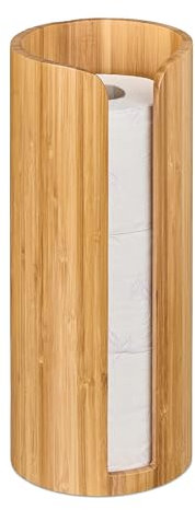 Relaxdays Porte-Papier de Toilette Autonome, en Bambou, pour 3 Rouleaux, Rangement WC, H x D, 33,5 x 14,5 cm, Nature