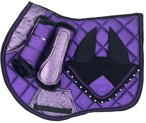 BRIAN AND COMPANY ITALY Glitzer-Reitschabracken-Set (komplett, lila)