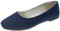 Rojeam Womens Flats Shoes Portable Pumps Ballet Flat Slip-on Ballerina Pumps Shoes Ladies Loafers, Navy Blue, Size 8
