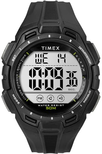 Timex Men's Sport 43 mm Watch - Black Resin Strap Digital Dial Black Case TW5M61700