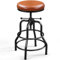 Yaheetech Tabouret de Bar Industriel en Similicuir Tabouret Haut Rond Réglable en Hauteur avec Deux Repose-Pieds Chaise de Cuisine avec Cadre en Métal pour Cuisine Restaurant Bistrot Marron Clair