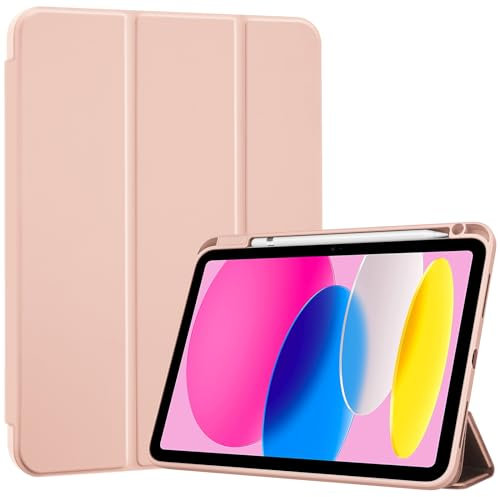 ProCase Hülle für iPad 10./11. Generation 2022 2025 (A16) Schutzhülle mit Stifthalter Leicht Dünn Smart Cover Hüllen -Rose Gold