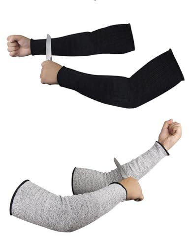 MIDINGCHAI 2 Pares de Protector de Brazo Anticorte, Guantes Trabajo Hombre cut Resistant Arm Guards, Manguitos Anticorte Nivel 5 para Trabajos de Soldadura