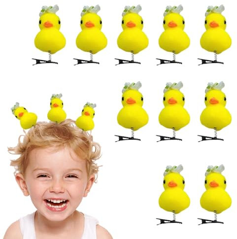 Haarnadel aus Plüsch, gelbe Entennadel, Haarnadeln aus Plüsch, Enten-Haarnadeln, 10 gelbe Haarklammern, Zeichnung