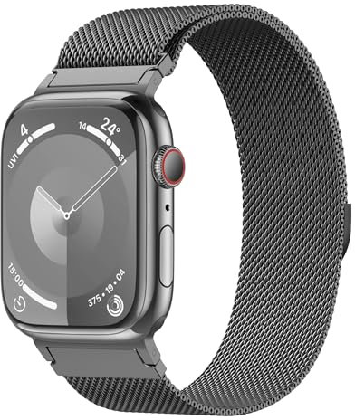 AMSKY Original Milanaise Band Kompatibel mit Apple Watch Armband 40mm 46mm 45mm 44mm 41mm 42mm 38mm 49mm, Edelstahl Mesh Metall mit Magnet für iWatch Armband Se Ultra Series 10 9 8 7 6 5 4 3 2 1