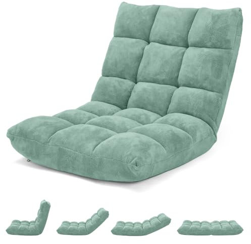 COSTWAY Canapé Paresseux Tatami Pliable Chaise de Plancher Coussin de Chaise de Lit Siège de Sol pour Maison, Bureau 105 x 57 x 15 CM (Vert Clair)