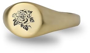 ANEMONE JEWELRY 14k Gold Rose Siegelring - Gravierte Rose Ring - Geschenk für Sie - Benutzerdefinierte Blume Ring