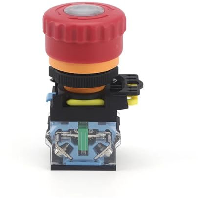22mm Not-Aus-Knopf mit LED-Licht Beleuchten 1NC/1NO1NC Power Not-Aus-Druckschalter IP65 Wasserdicht(1NO1NC,220V 5A)