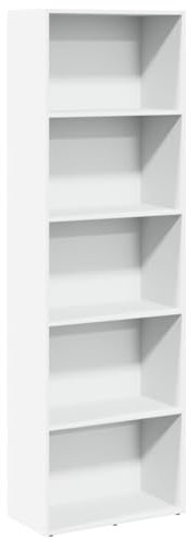 vidaXL Bücherregal, Bücherschrank Regal mit Stauraum, Standregal für Wohnzimmer Büro, Büroregal Aktenregal Aufbewahrungsregal, Weiß Holzwerkstoff
