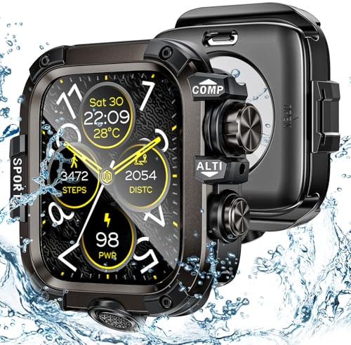 Kamita Funda Impermeable Compatible con Apple Watch SE/6/5/4 44mm, PC Bumper Case con Protector de Pantalla de Cristal Templado, Carcasa de Protección Cobertura Total para iWatch 44mm (Negro-Grafito)