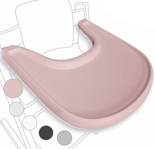 Vassoio per seggiolone compatibile con la sedia Stokke Trip Trap, design ergonomico curvo, rosa, senza BPA, facile da montare