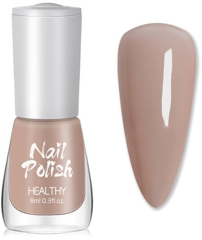 Nude Nail Polish - Neutral Nail Polish Quick Dry - Milky Coffee Brown Nail Varnish - Long Lasting Nail Polish No Bake 60 Second Fast Drying - Natural Nail Polish for Women Nail Art