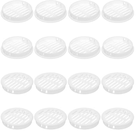 QUARKZMAN 16Pz 60mm/2.36 Griglia di Ventilazione Rotonda, Griglia Aerazione in Plastica, Griglia Aerazione Tonda con Fori a Maglie per Bagno Cucina Armadio Guardaroba, Bianco