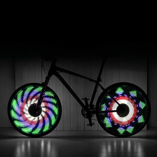 Fafeims LED-Felgenbeleuchtung, Helle Radbeleuchtung, 64 Bunte LED-Leuchten, Fahrrad mit 30 Mustern, Einfach zu Bedienen, Lange Lebensdauer (Colorful)