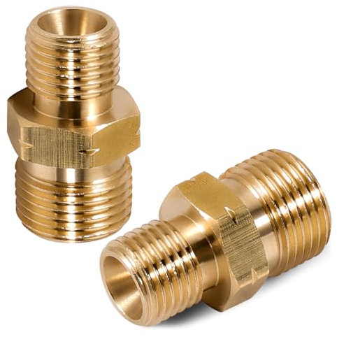 Lot de 2 raccords de tuyau de gaz double raccord AG 3/8 gauche en laiton, raccord double mamelon pour propane, acétylène, tuyau de gaz pour gaz, liquides