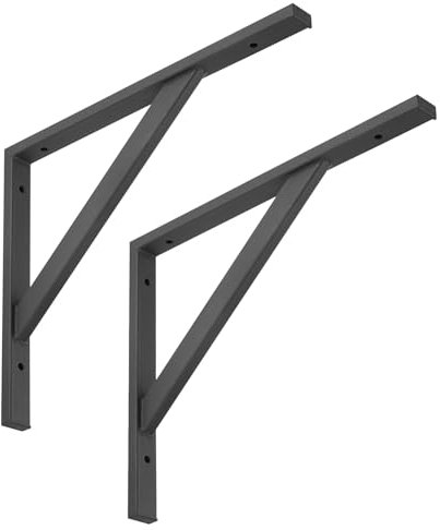 SOTECH 2 Stück Schwerlastkonsolen 395 x 315 mm schwarz Tragkraft 75 kg Schwerlastwinkel Stahl Regalwinkel Wandhalterung Wandkonsolen
