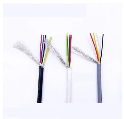 Shielded Wire 28AWG Signal Cable 2 3 4 5 6 7 8 Core PVC Insulated Channel Audio Line Headphone Copper Control Shield Wire UL2547(GRAY,5M_28AWG - (8CORES))