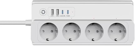 Offgridtec Smart WiFi Steckdosenleiste mit 4 Steckdosen + 2 USB-A & 2 USB-C, App-gesteuert über Smart Life/Tuya, Echtzeit-Energieüberwachung, Alexa/Google kompatibel, 16A/3680W, 1,5 m Kabel, 1,3 Stück