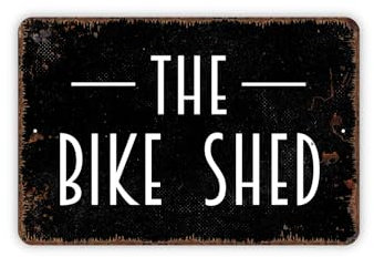 YelaceSing The Bike Shed Motorcycle Bicycle Distressed Black Metal Sign Metal Sign Plaque Poster 8X12 Inches