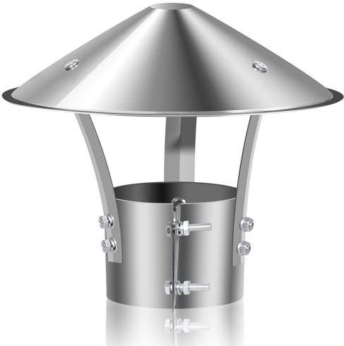 Schornsteinabdeckung 75 mm Edelstahl Regenhaube Regenhut Abdeckung für Ofenrohre Kamin, Kaminabdeckung, Kaminlochdeckel, Schornsteinaufsatz, Schornsteinhaube Edelstahl Kaminaufsatz