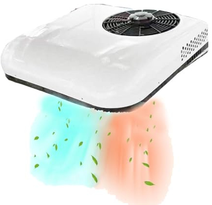 SXHEYUY Climatiseur Caravane, 12V Climatiseur 2-en-1 Froid/Chaud pour Camion, Réfrigérant pour Climatisation Ajouté, avec Refroidissement Et Chauffage,Blanc,12v 2in1