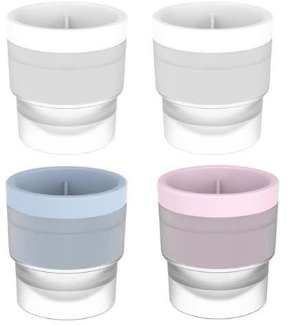 4Pcs Ice Ball Mould, Whisky Ice Ball Moulds, Easy to Demold Round Cube Moulds, Great for Kids with Candy Pudding Jelly Milk Juice Chocolate Mould Or Cocktails Whiskey, White, Pink and Blue