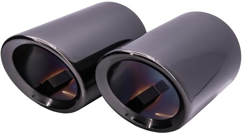 RECAMBO Auspuffblenden Set 2x Schwarz Chrom passend für VW Tiguan II Typ AD1 BW2 ab 2016 eleganter Zweifarb-Look - einfache Montage - fester Sitz - aufwertende Heckoptik - langlebige Oberfläche