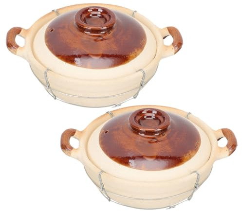 KHBUAB Olla de Barro China con Mango Individual 0,5 L Persona, Resistente al Calor, Apta para Horno y Cocina Casera, Cazuela Versátil para Guisos y Arroz, Utensilios de Arcilla