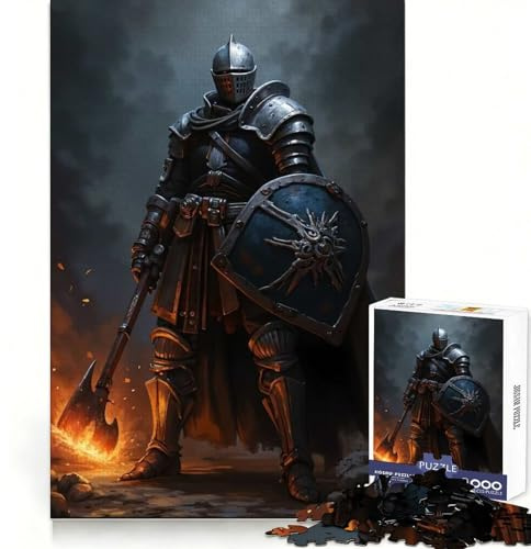 Armored Knight with Axe And Shield 1000 Piece Puzzle For Teenagers Brain Think Clear Hue Real Challenge Home Display (50x75cm)