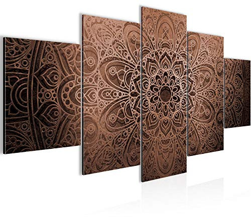 Runa Art - Bilder Mandala 200 x 100 cm 5 Teilig XXL Wanddekoration Design Beige Braun 101251c