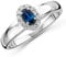 Miore Damen Weißgold Saphir Verlobungsring 9KT (375) mit Diamant Brillanten 0.15 ct (58 (18.5))